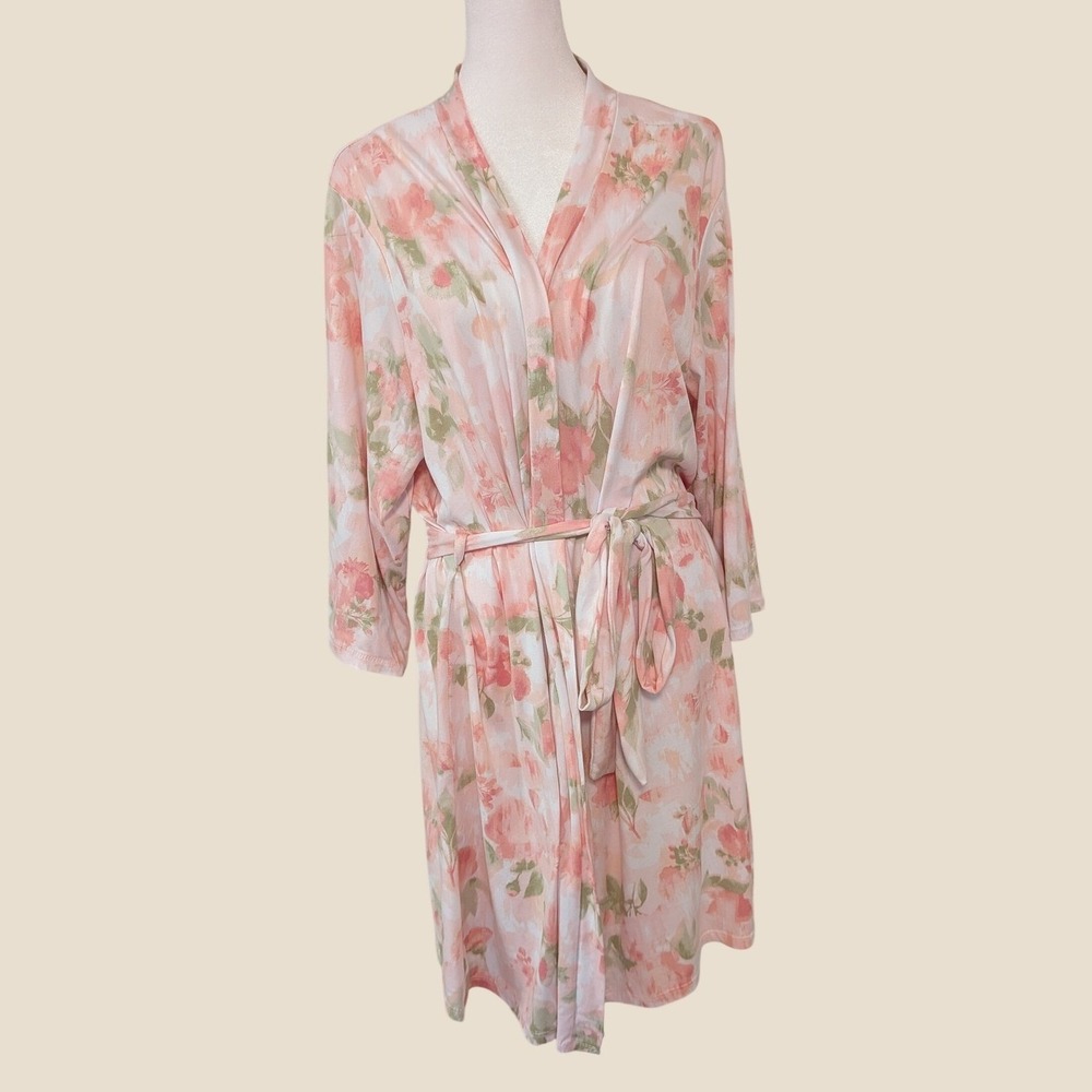 Laura‎ Ashley Pink Floral Wrap Robe Bathrobe Sleepwear Lounge XL